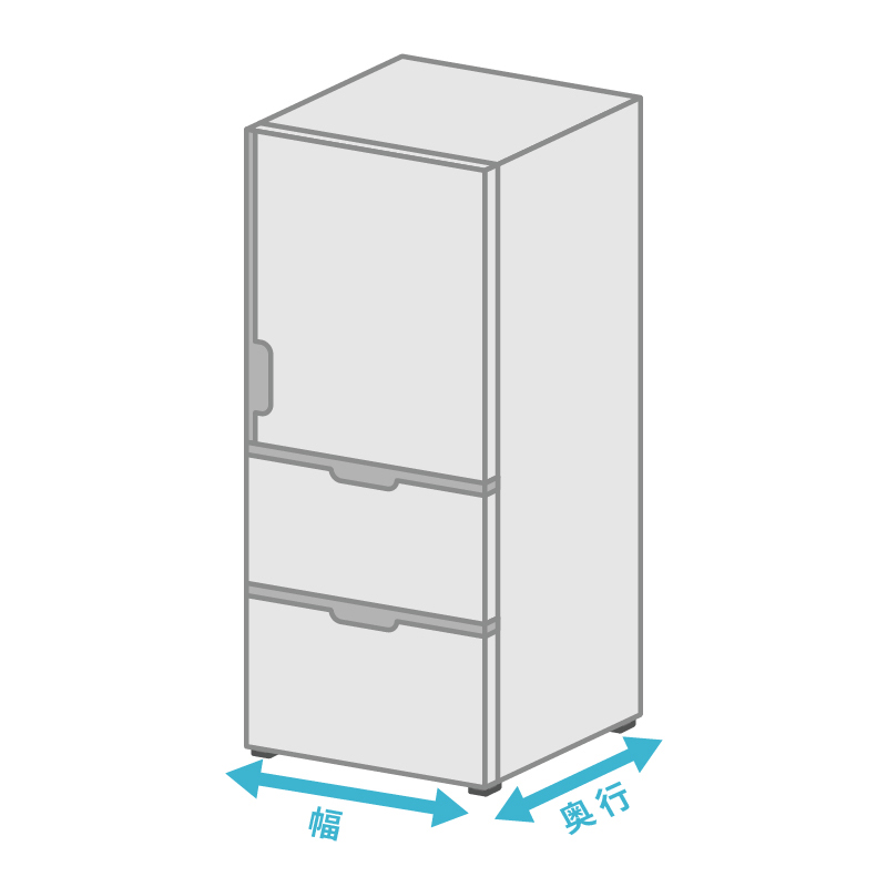 ご使用中の冷蔵庫のサイズを採寸しましょう。