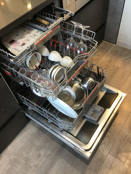 食器だけでなく調理道具も一緒に洗えてエコ。