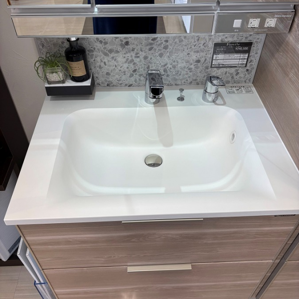 ボウルとカウンターが一体型でお手入れしやすくなっています。