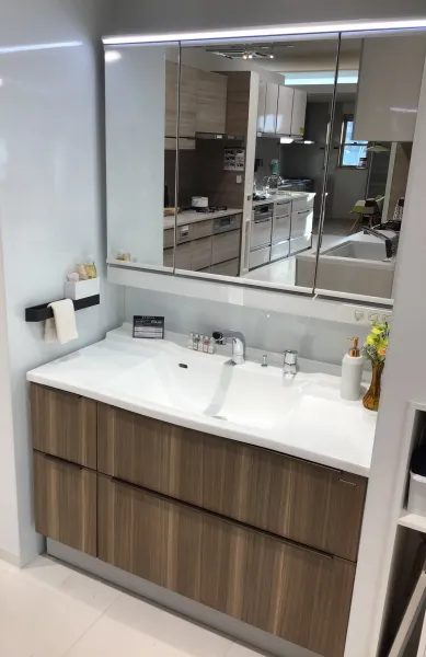 洗面台（洗面所） エリーナ 間口120cm バーティカルウッド