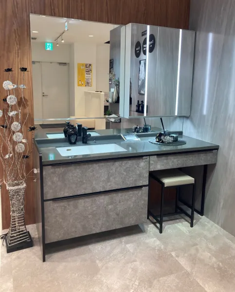 洗面台（洗面所） エリーナ 間口165cm コンクリートダーク SU3226の