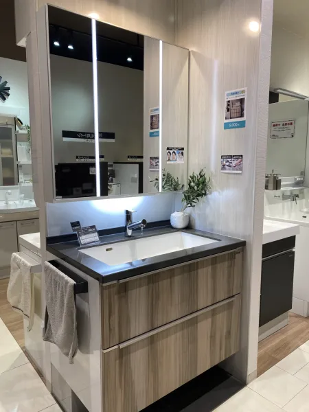 洗面台（洗面所） エリーナ 間口90cm グレイッシュマロニエ SU1804の