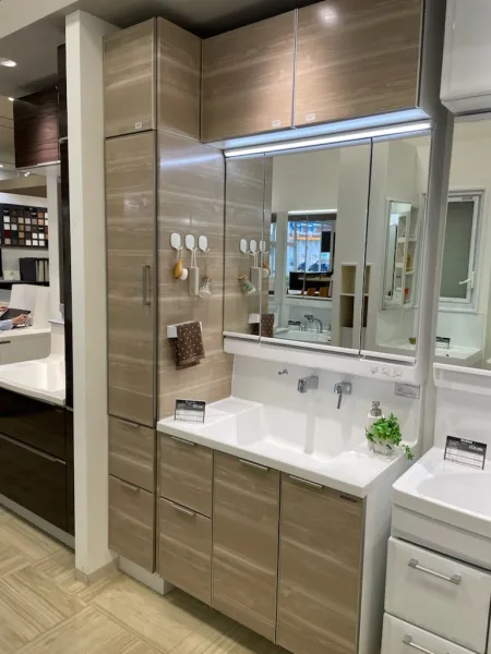 洗面台（洗面所） ファミーユ 間口90cm グレージュアッシュ（25年8月