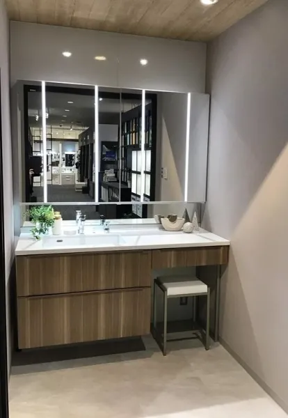 洗面台（洗面所） エリーナ 間口150cm バーティカルウッド