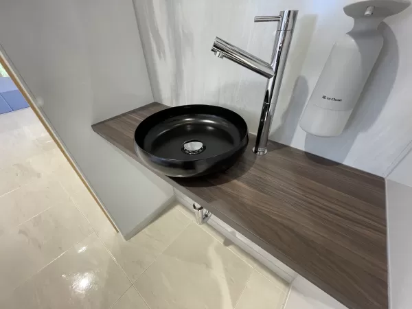 ♪洗面スタンド　鉄製折りたたみ 洗面台（洗面所） コンパクト手洗い 間口75cm ヒッコリー
