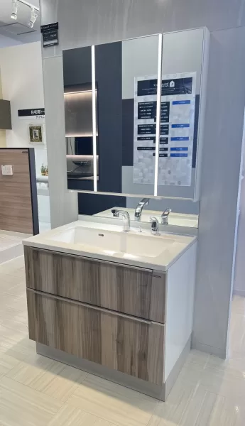 洗面台（洗面所） エリーナ 間口90cm グレイッシュマロニエ SU189の