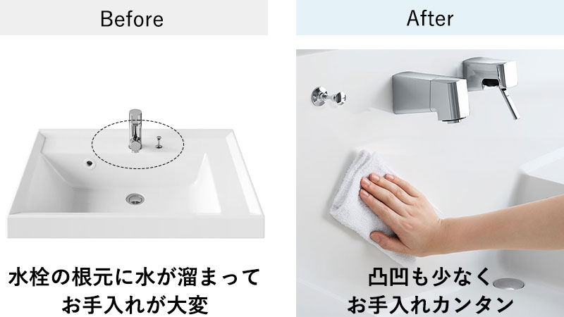 お掃除のしやすさに差がでる ずっとキレイが続く洗面化粧台 タカラスタンダード