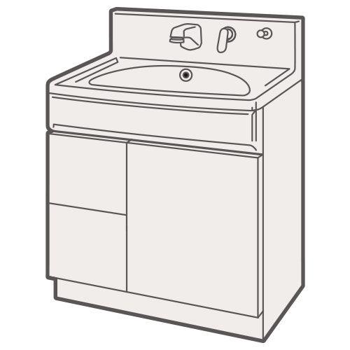 洗面化粧台オンディーヌの扉（引出し付）タイプ
