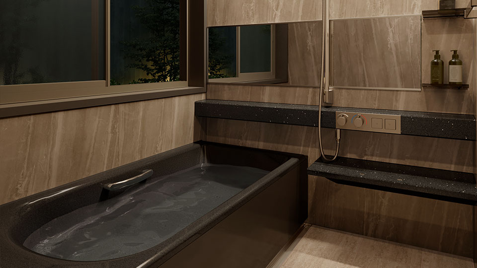 ホーロー壁面が湿気やカビなどから浴室を守ります。