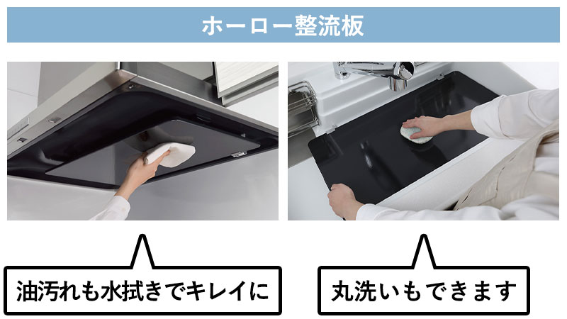 由耐持久油漬的空心製成，因此可以用水將其擦拭乾淨。 緊湊的整流板可以在水槽中清洗。