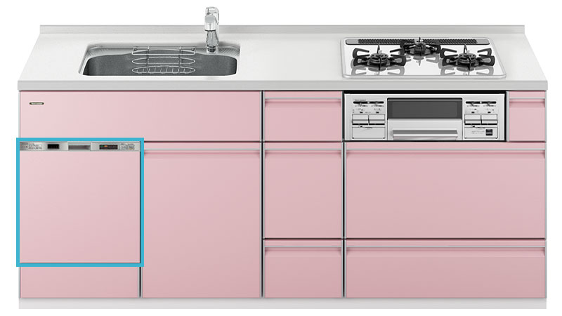 従来、設置が難しかった小さな間口（150cm～195cm）のキッチンでも、シンク下設置タイプなら、食洗機を設置できます。