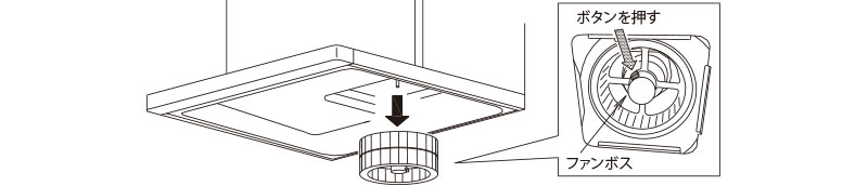 ファンを外す シロッコファン〈ワンタッチ式〉