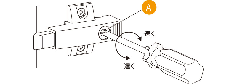 開き扉のソフトクローズ具合を調整したい場合