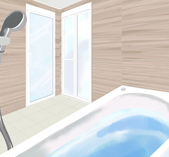 ドアの開口位置を浴室スペースに合わせて柔軟に変更